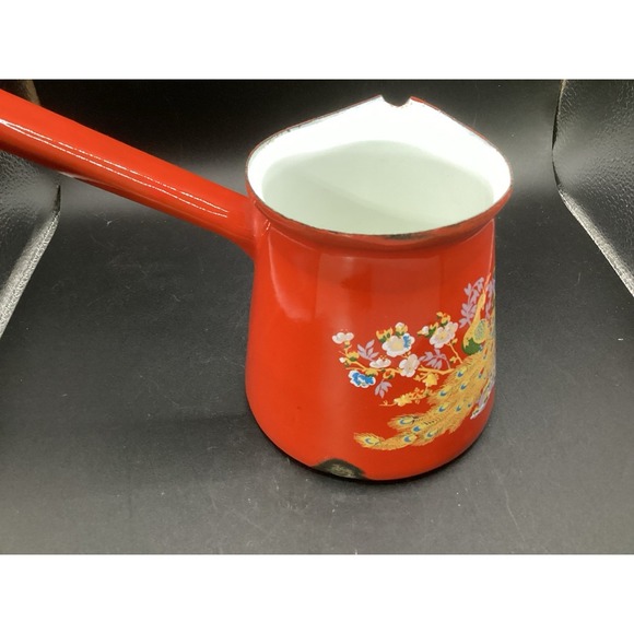 Vtg Turkish Enamelware Coffee Pot / Long Handled‎ Dipper Ladle Pouring Vessel - Picture 4 of 6